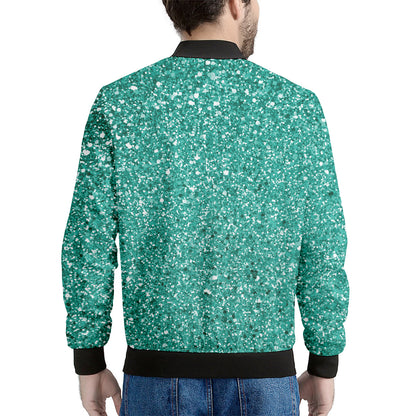 Teal Glitter Artwork Print (NOT Real Glitter) Men's Bomber Jacket