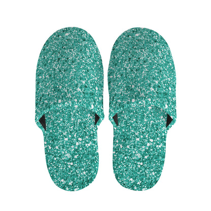 Teal Glitter Artwork Print (NOT Real Glitter) Slippers