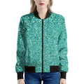 Teal (NOT Real) Glitter Print Women's Bomber Jacket