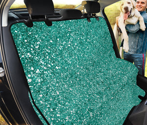 Teal (NOT Real) Glitter Print Pet Car Back Seat Cover