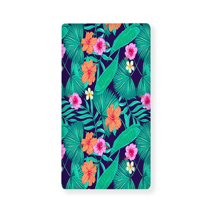 Teal Hawaiian Leaf Flower Pattern Print Baby Crib Sheet