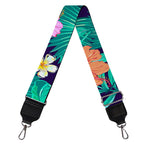 Teal Hawaiian Leaf Flower Pattern Print Bag Strap
