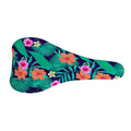 Teal Hawaiian Leaf Flower Pattern Print Bicycle Seat Cover