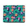 Teal Hawaiian Leaf Flower Pattern Print Bifold Wallet