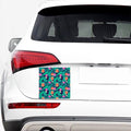 Teal Hawaiian Leaf Flower Pattern Print Car Sticker