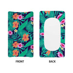 Teal Hawaiian Leaf Flower Pattern Print Changing Pad Cover