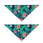Teal Hawaiian Leaf Flower Pattern Print Dog Bandana