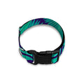 Teal Hawaiian Leaf Flower Pattern Print Dog Collar