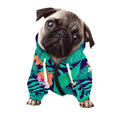 Teal Hawaiian Leaf Flower Pattern Print Dog Zip Up Hoodie