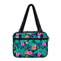 Teal Hawaiian Leaf Flower Pattern Print Double Strap Bible Bag