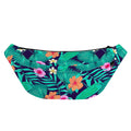 Teal Hawaiian Leaf Flower Pattern Print Fanny Pack