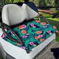Teal Hawaiian Leaf Flower Pattern Print Golf Cart Seat Cover