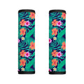 Teal Hawaiian Leaf Flower Pattern Print Handle Covers