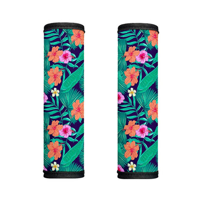 Teal Hawaiian Leaf Flower Pattern Print Handle Covers