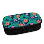 Teal Hawaiian Leaf Flower Pattern Print Insulin Cooler Travel Case