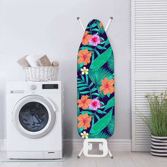 Teal Hawaiian Leaf Flower Pattern Print Ironing Board Cover