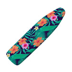 Teal Hawaiian Leaf Flower Pattern Print Ironing Board Cover