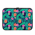 Teal Hawaiian Leaf Flower Pattern Print Laptop Sleeve