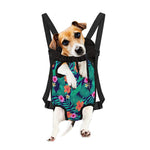 Teal Hawaiian Leaf Flower Pattern Print Pet Carrier Backpack
