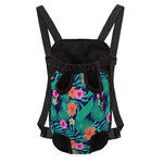 Teal Hawaiian Leaf Flower Pattern Print Pet Carrier Backpack