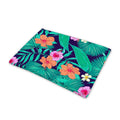 Teal Hawaiian Leaf Flower Pattern Print Pet Cooling Mat Cover