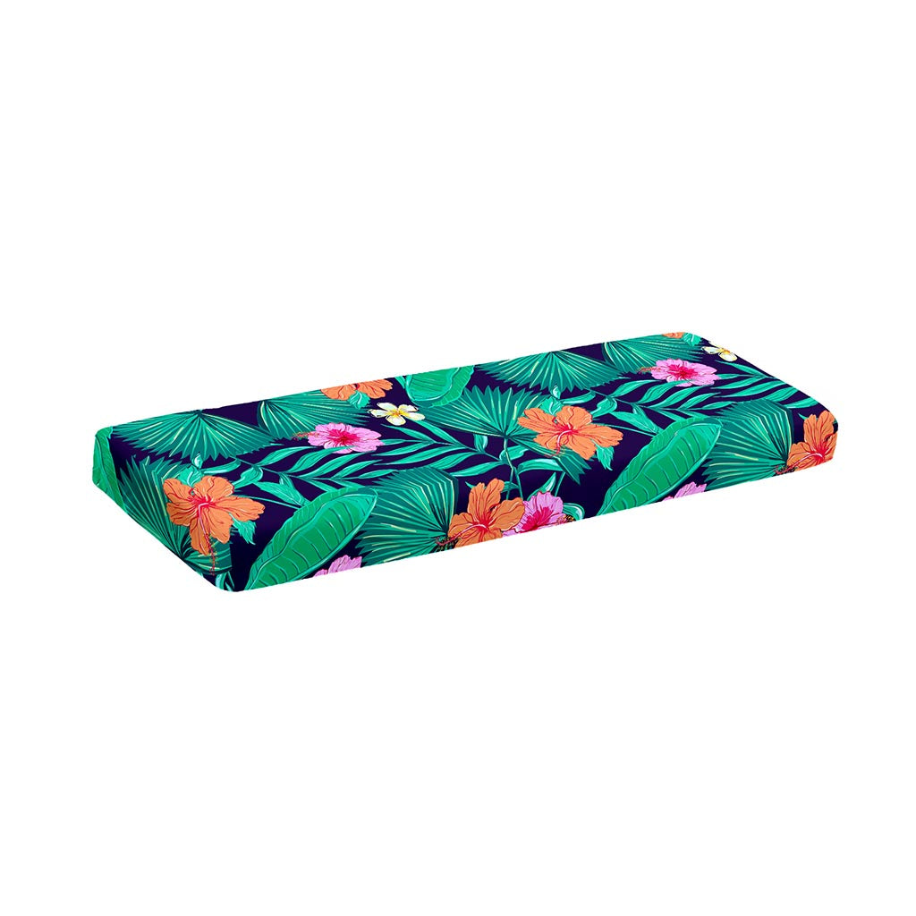 Teal Hawaiian Leaf Flower Pattern Print Piano Keyboard Cover