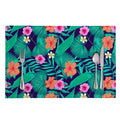 Teal Hawaiian Leaf Flower Pattern Print Placemat