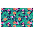 Teal Hawaiian Leaf Flower Pattern Print Polyester Doormat
