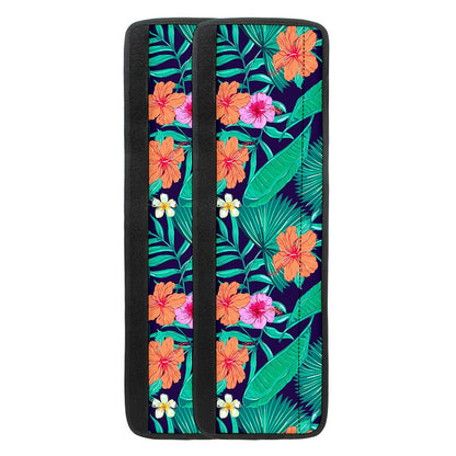 Teal Hawaiian Leaf Flower Pattern Print Refrigerator Handle Covers