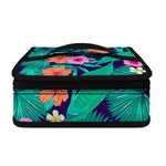 Teal Hawaiian Leaf Flower Pattern Print Small Lunch Bag