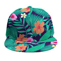 Teal Hawaiian Leaf Flower Pattern Print Snapback Cap