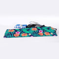 Teal Hawaiian Leaf Flower Pattern Print Sports Towel