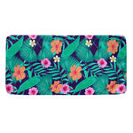 Teal Hawaiian Leaf Flower Pattern Print Towel