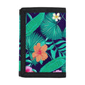 Teal Hawaiian Leaf Flower Pattern Print Trifold Wallet
