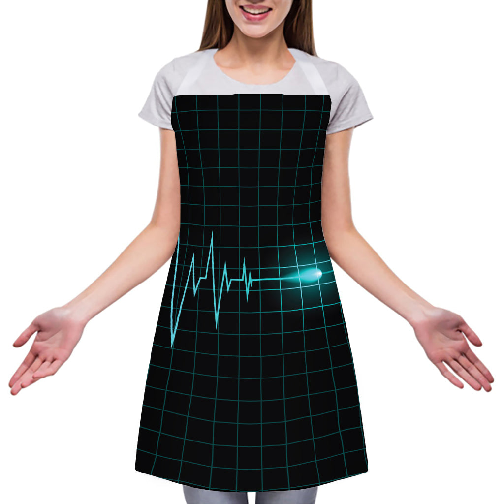 Teal Heartbeat Print Adjustable Apron