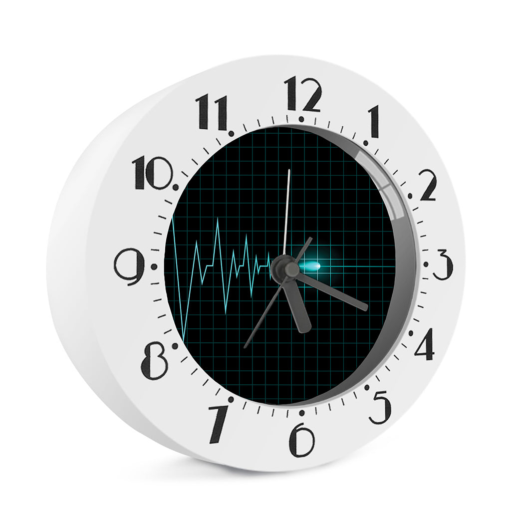 Teal Heartbeat Print Alarm Clock