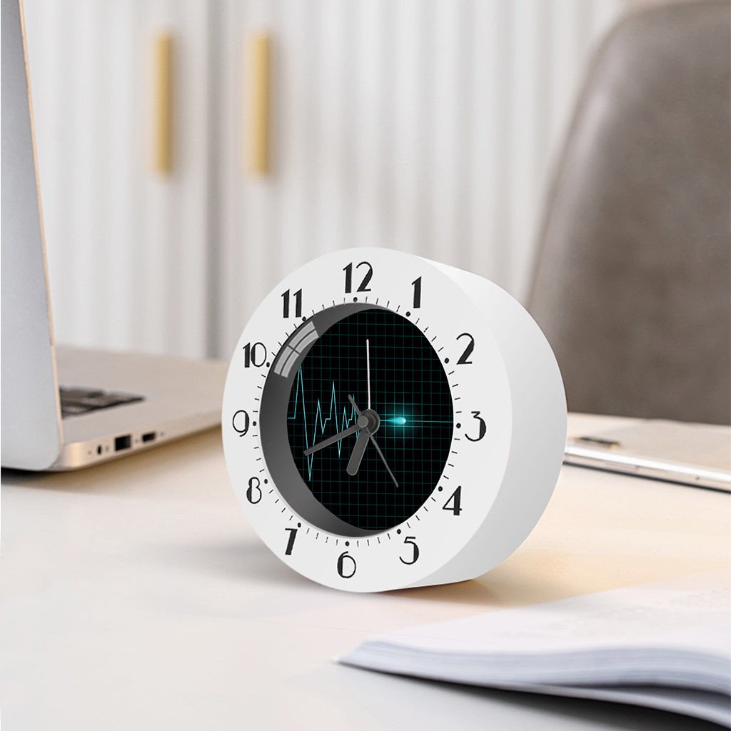 Teal Heartbeat Print Alarm Clock