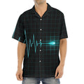 Teal Heartbeat Print Aloha Shirt