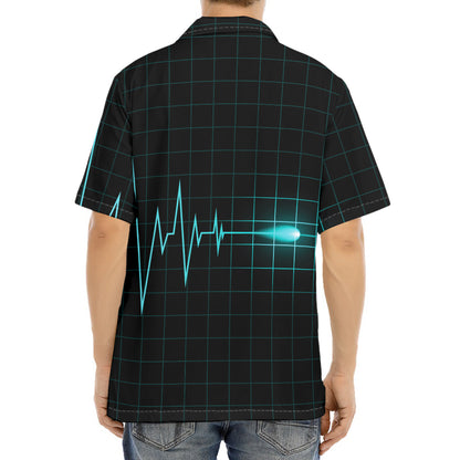 Teal Heartbeat Print Aloha Shirt