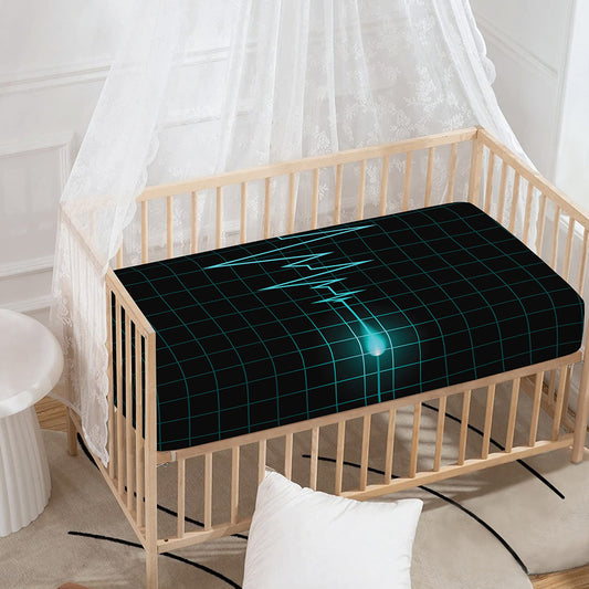 Teal Heartbeat Print Baby Crib Sheet