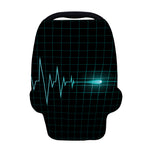 Teal Heartbeat Print Baby Seat Cover