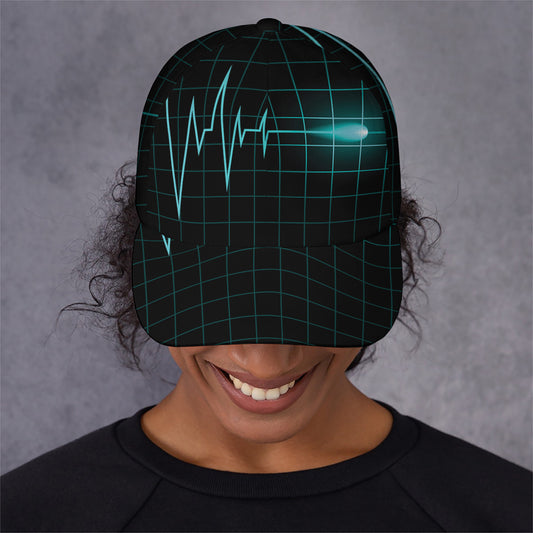 Teal Heartbeat Print Baseball Cap
