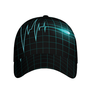 Teal Heartbeat Print Baseball Cap