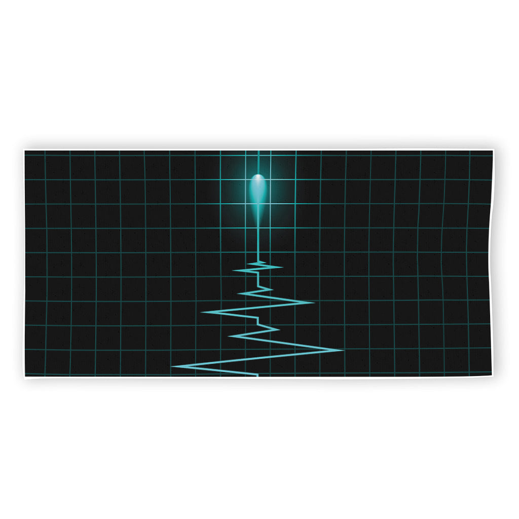 Teal Heartbeat Print Beach Towel