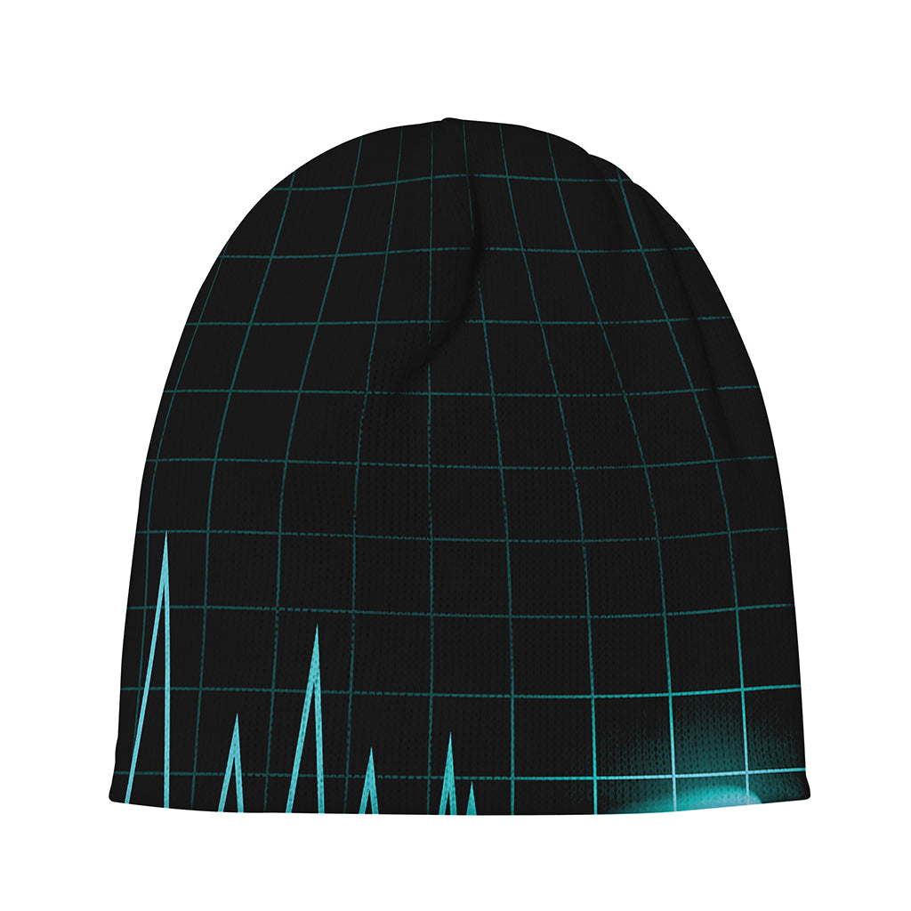 Teal Heartbeat Print Beanie