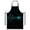 Teal Heartbeat Print Bib Apron With Pocket