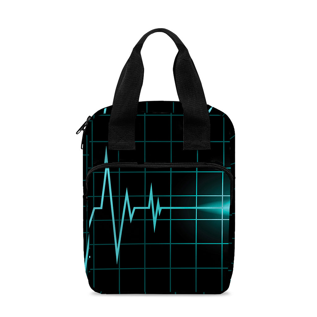 Teal Heartbeat Print Bible Tote Bag