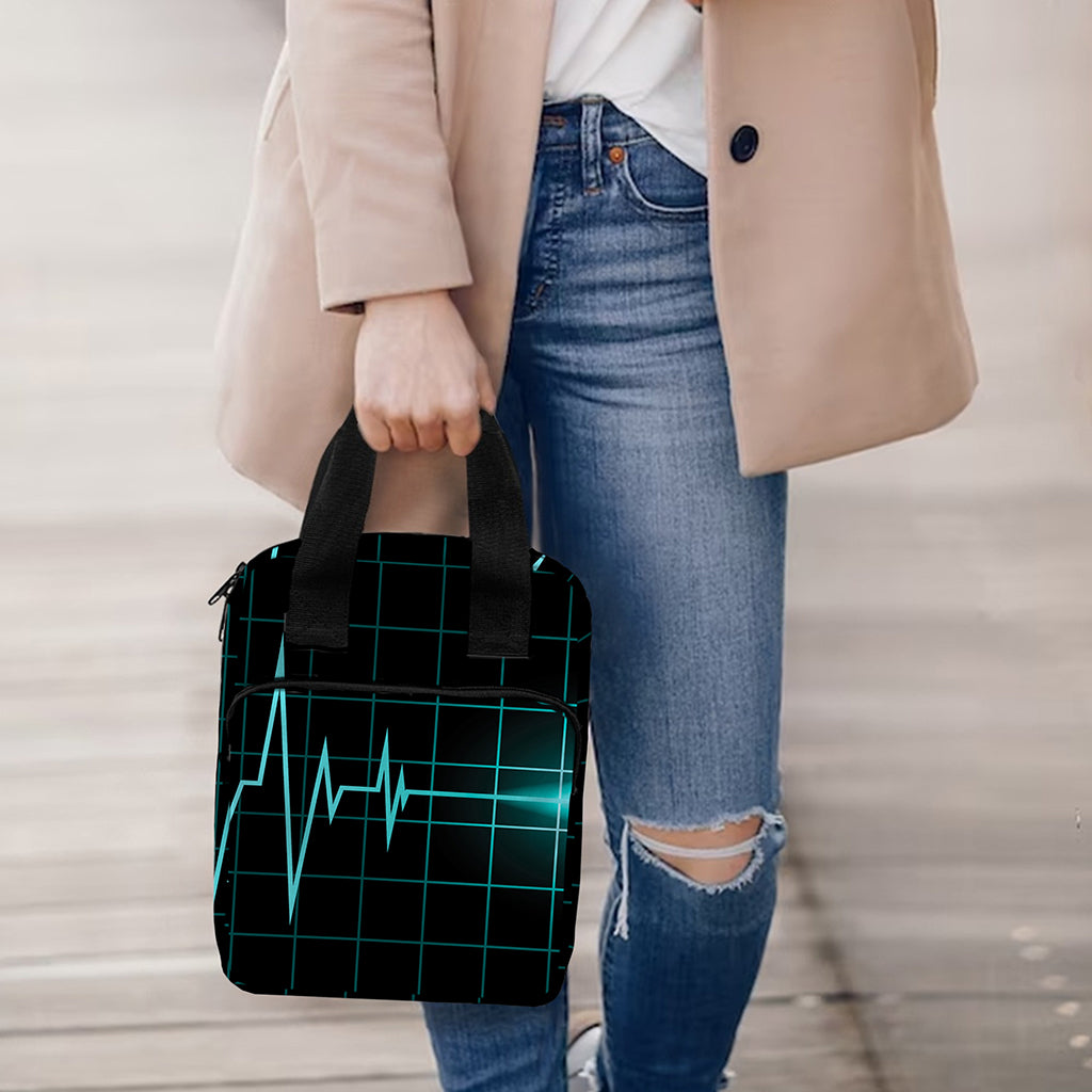 Teal Heartbeat Print Bible Tote Bag