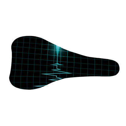 Teal Heartbeat Print Bicycle Seat Cover