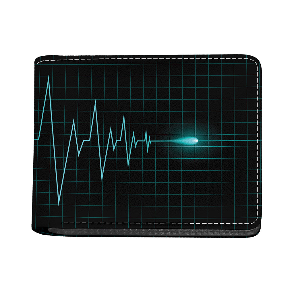 Teal Heartbeat Print Bifold Wallet